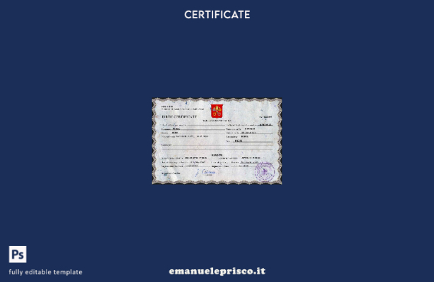 modello PSD del certificato di nascita dello stato civile della Santa Sede in st